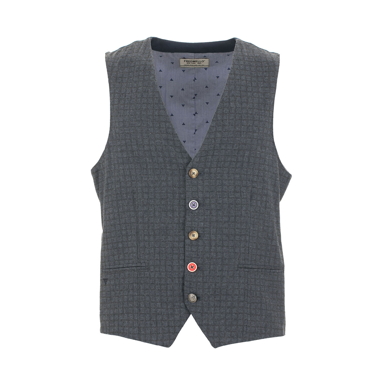 Gilet scollo a V con motivo a quadri