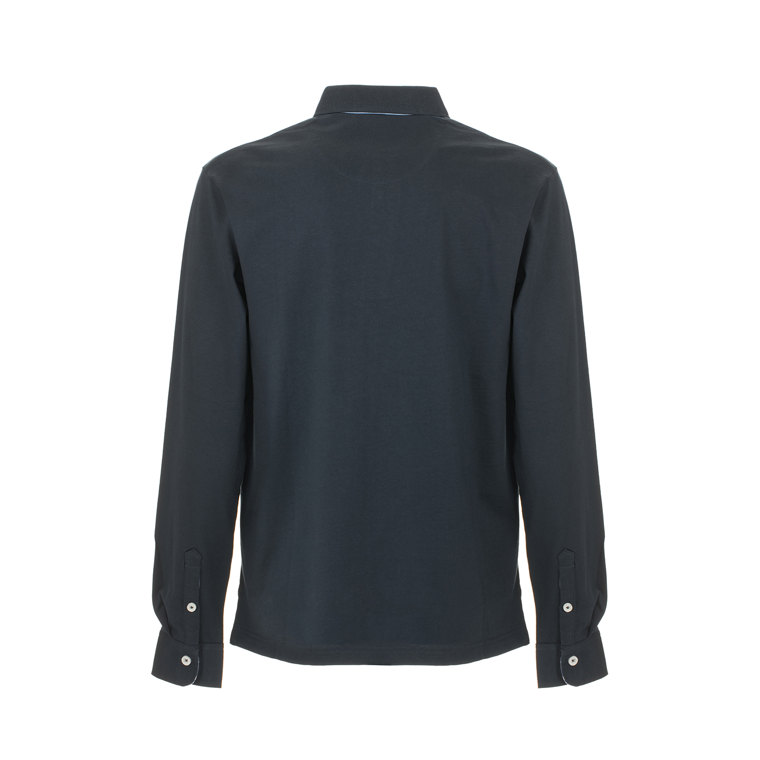 Polo in jersey a manica lunga con ricamo a petto