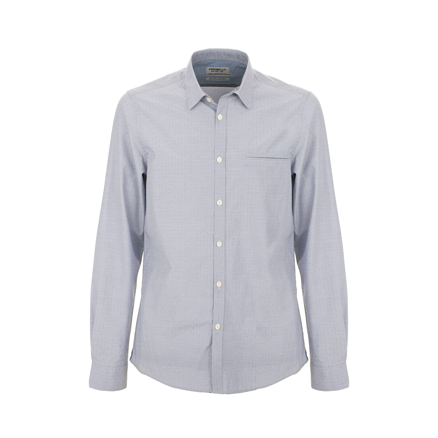 Camicia in filafil con motivo jacquard