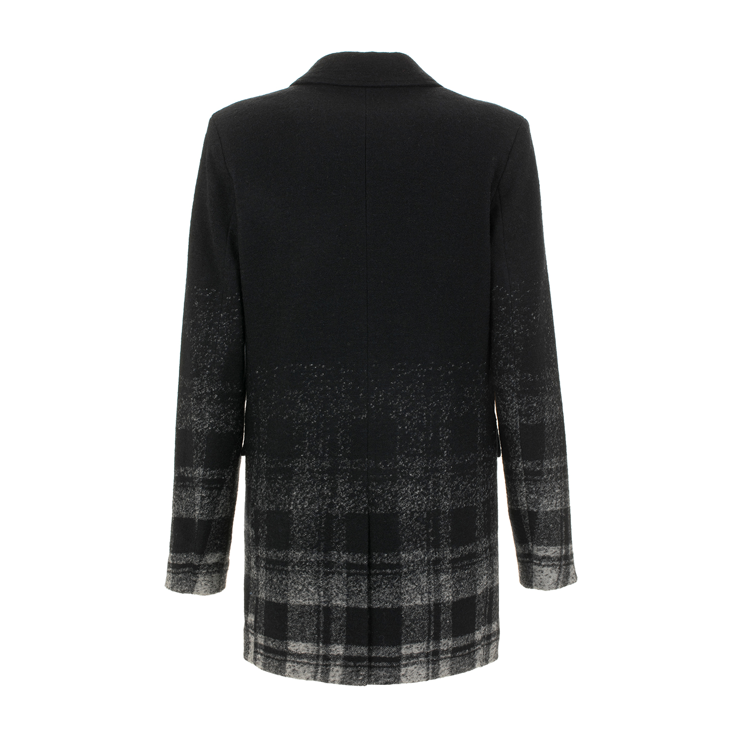 Cappotto in panno fantasia a quadri effetto sfumato