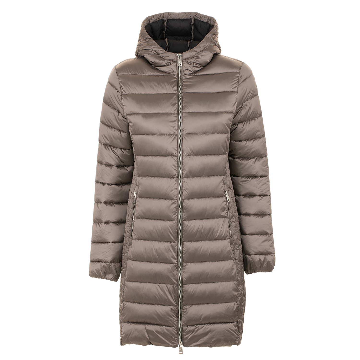 Piumino lungo in nylon cangiante