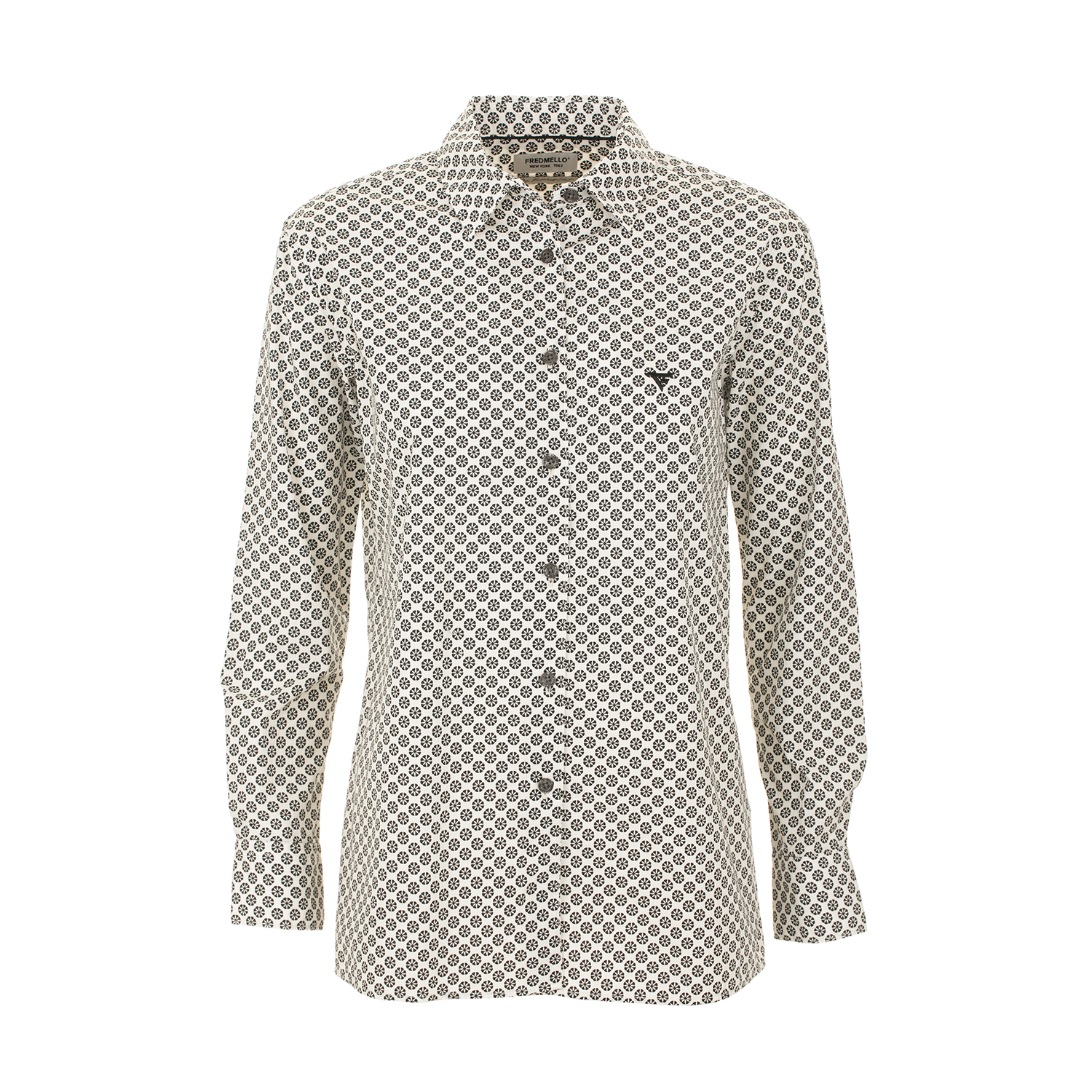 Camicia in popeline con motivo stampato all over