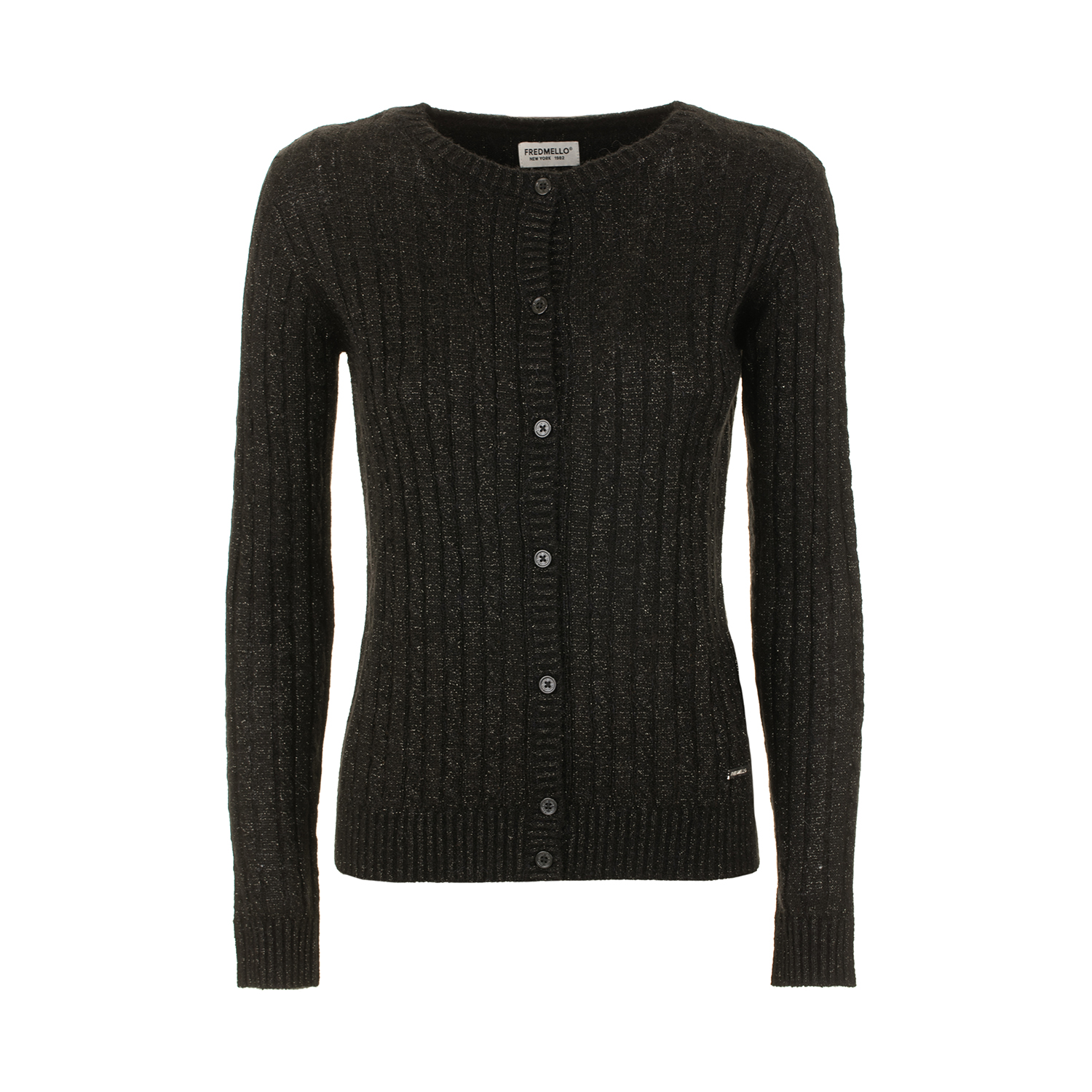 Cardigan girocollo a maniche lunghe