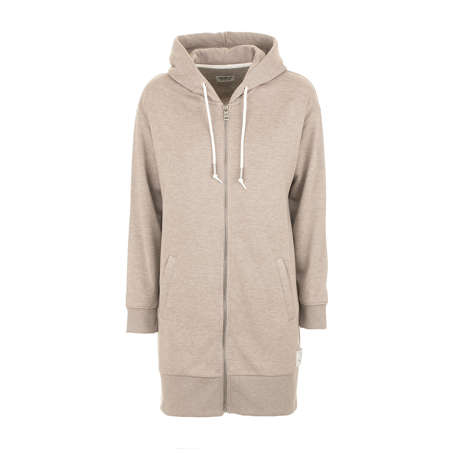Maxi felpa melange full zip con cappuccio