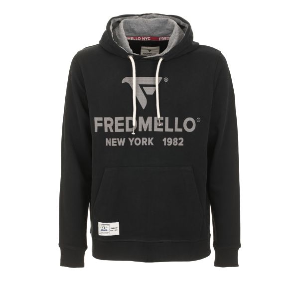 Felpa con cappuccio foderato in jersey a contrasto