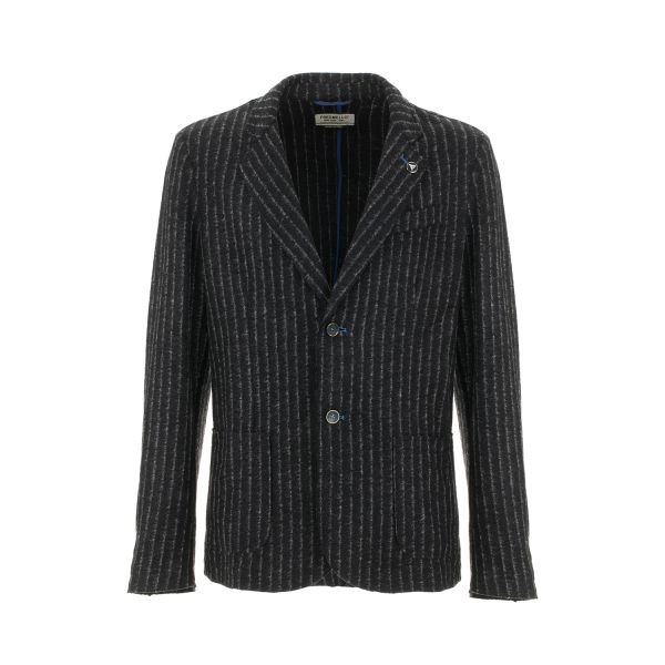 Giacca monopetto sfoderata in fantasia gessata