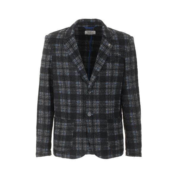 Giacca monopetto sfoderata in fantasia a quadri