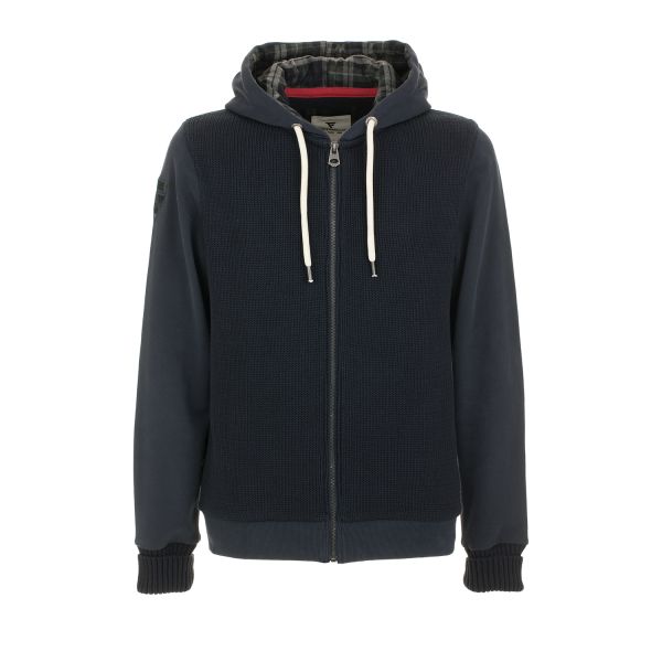 Felpa full zip con davanti e toppe in tricot