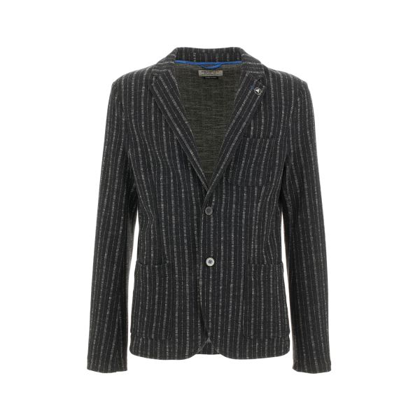 Giacca monopetto sfoderata in fantasia a righe sottili