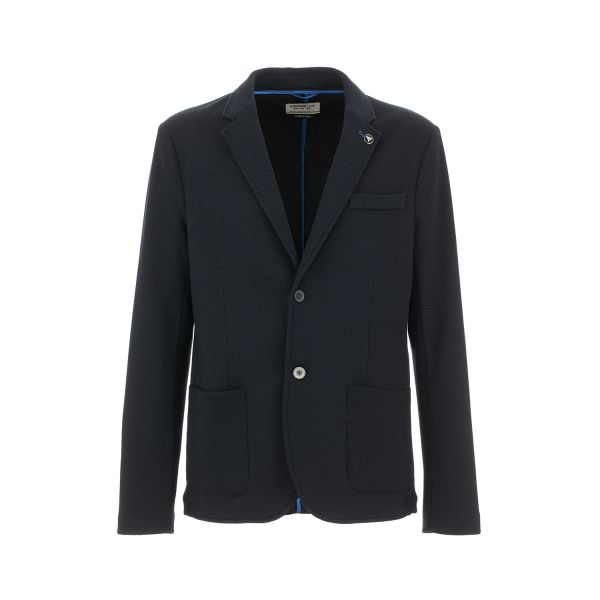 Giacca monopetto sfoderata in materiale testurizzato