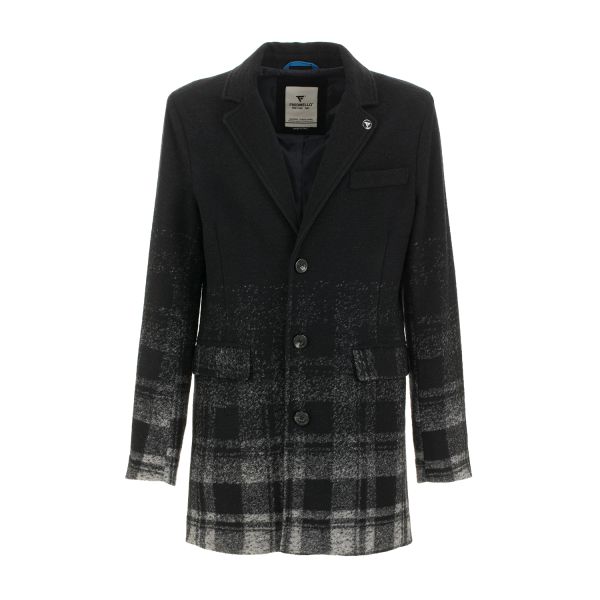 Cappotto in panno fantasia a quadri effetto sfumato