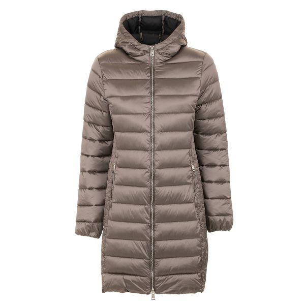 Piumino lungo in nylon cangiante