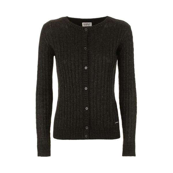 Cardigan girocollo a maniche lunghe